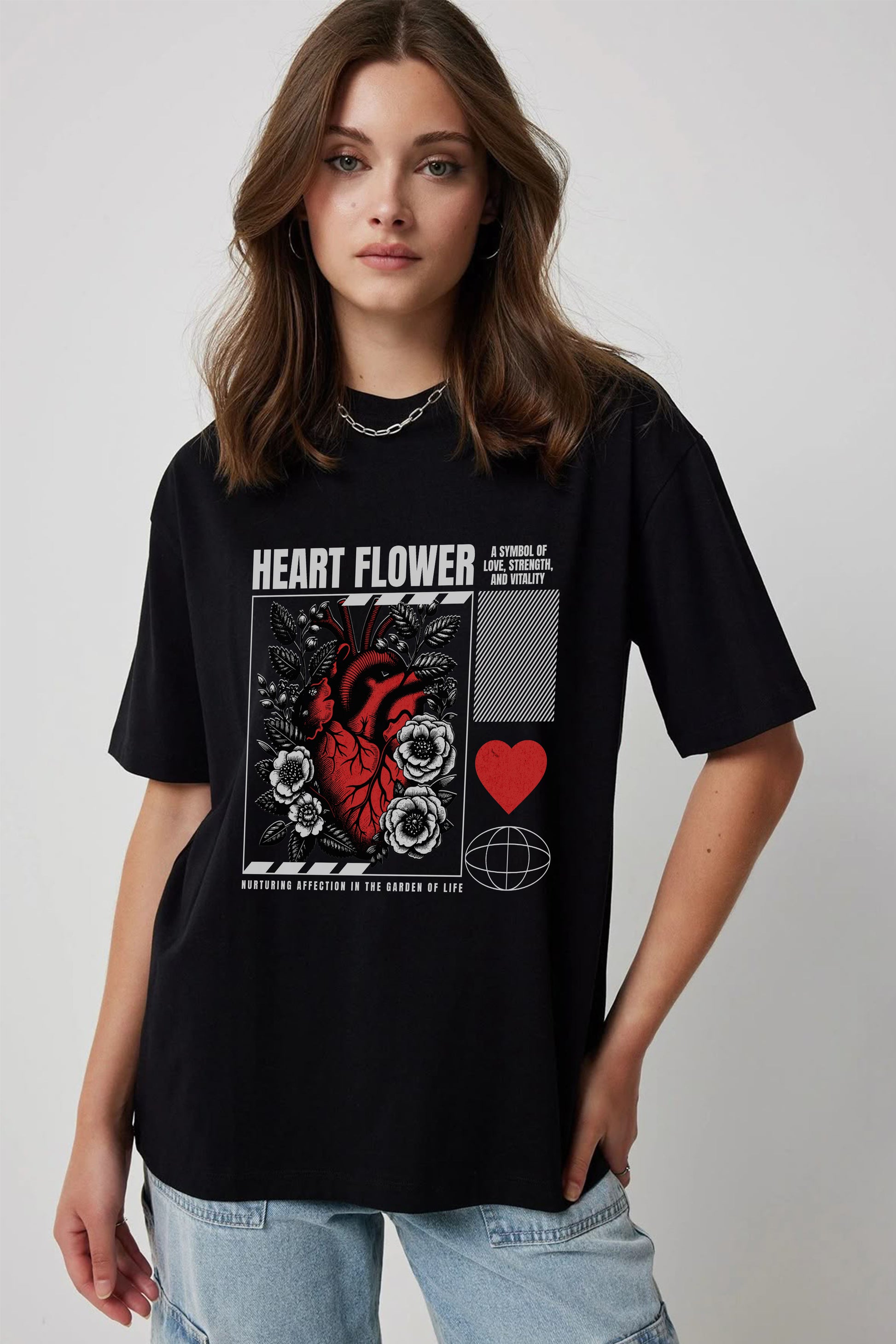 Heart Flower Print T-shirt