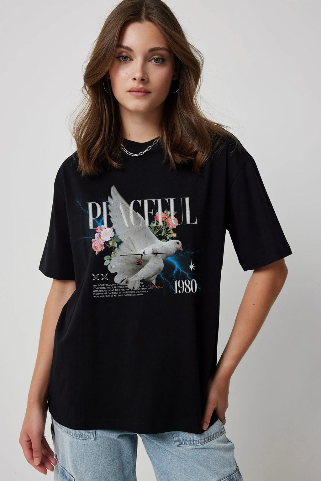 Peaceful Flower power Print T-shirt