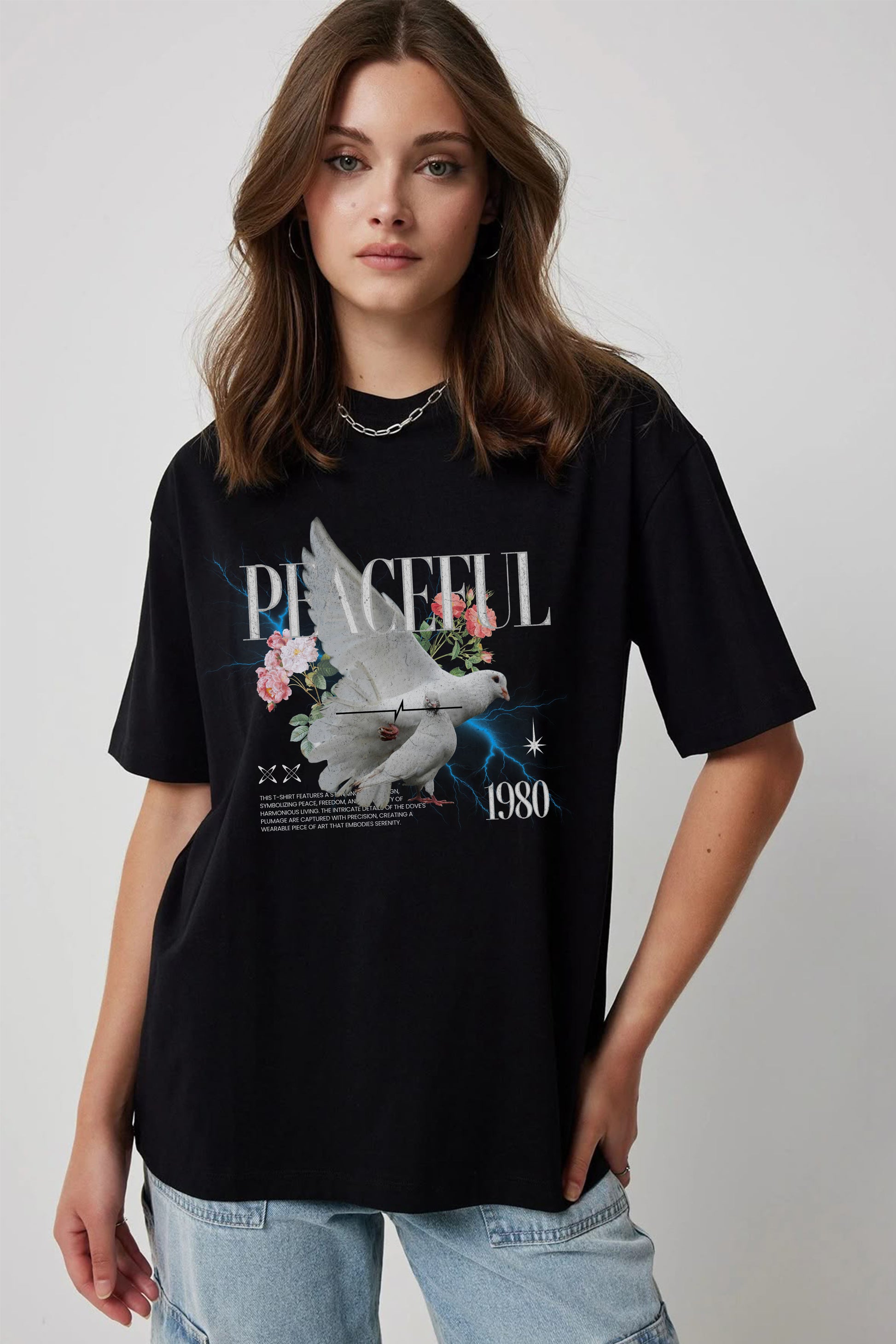 Peaceful Flower power Print T-shirt