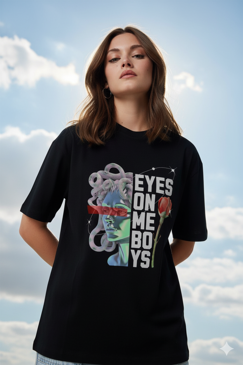 Eyes on me boys Flower Print T-shirt