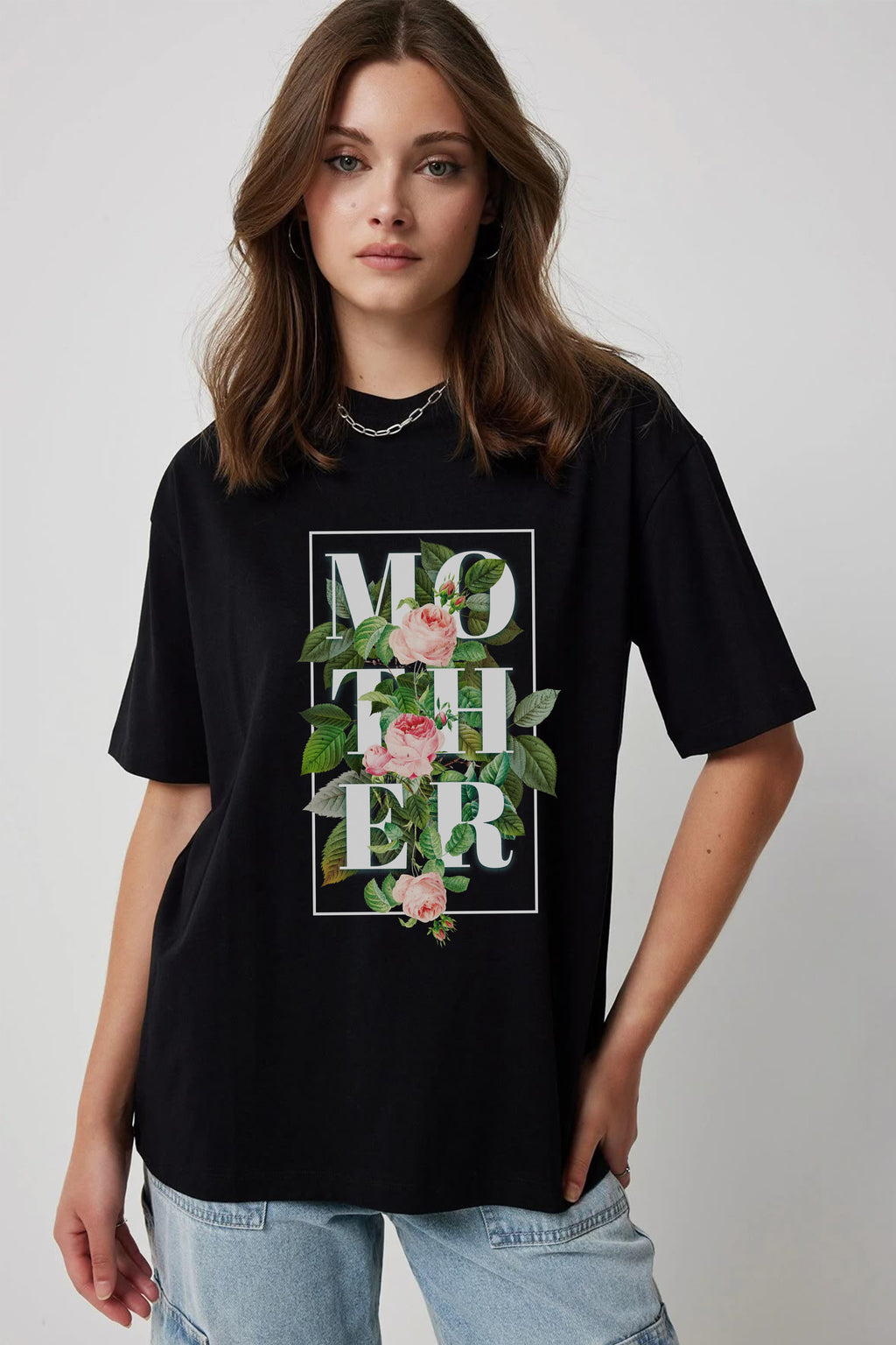 Mother Flower Print T-shirt.