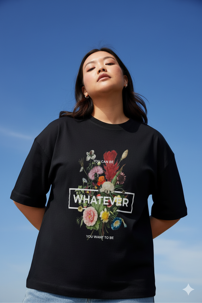 Whatever Flower power Print T-shirt
