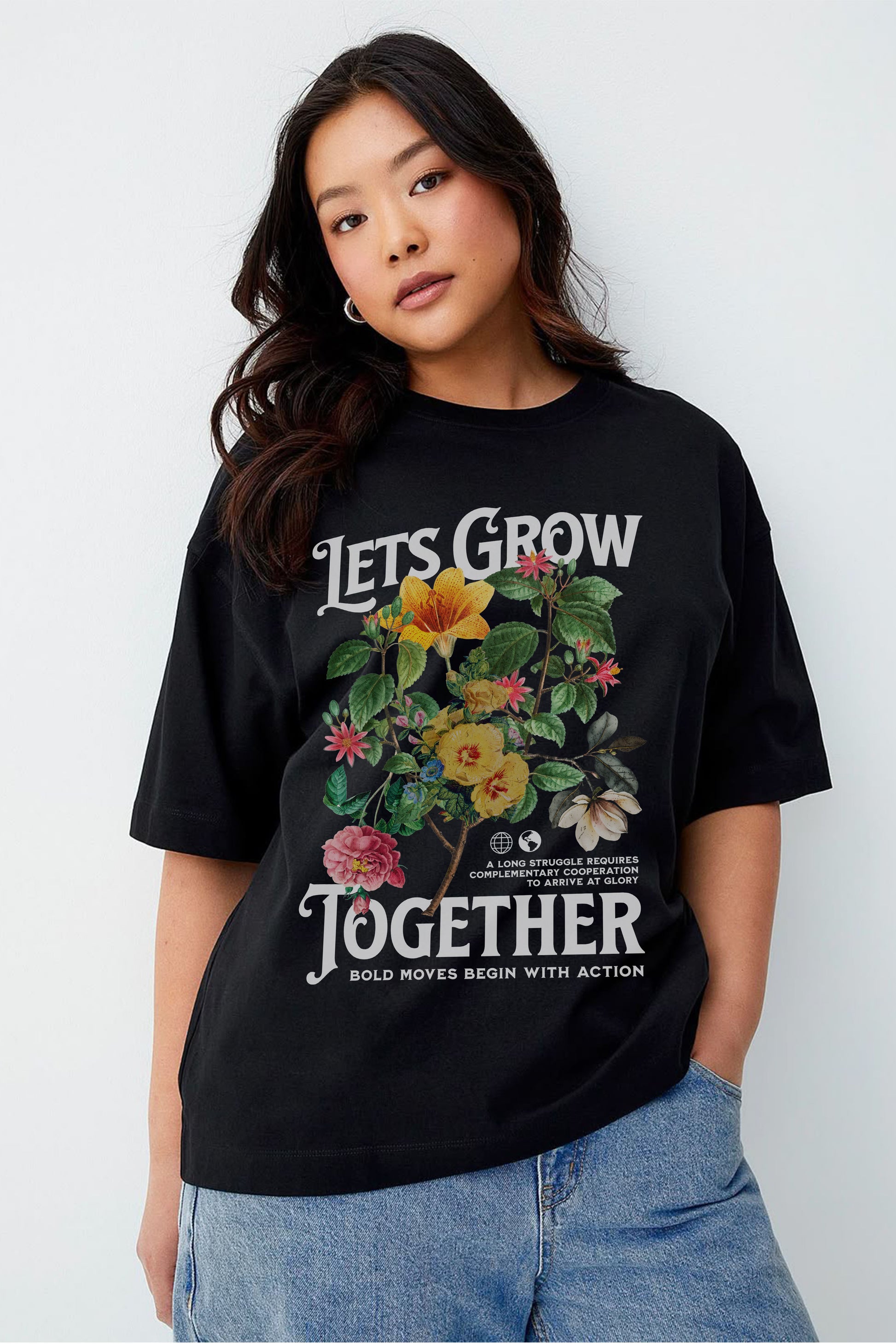 Grow Together  Flower power Print T-shirt