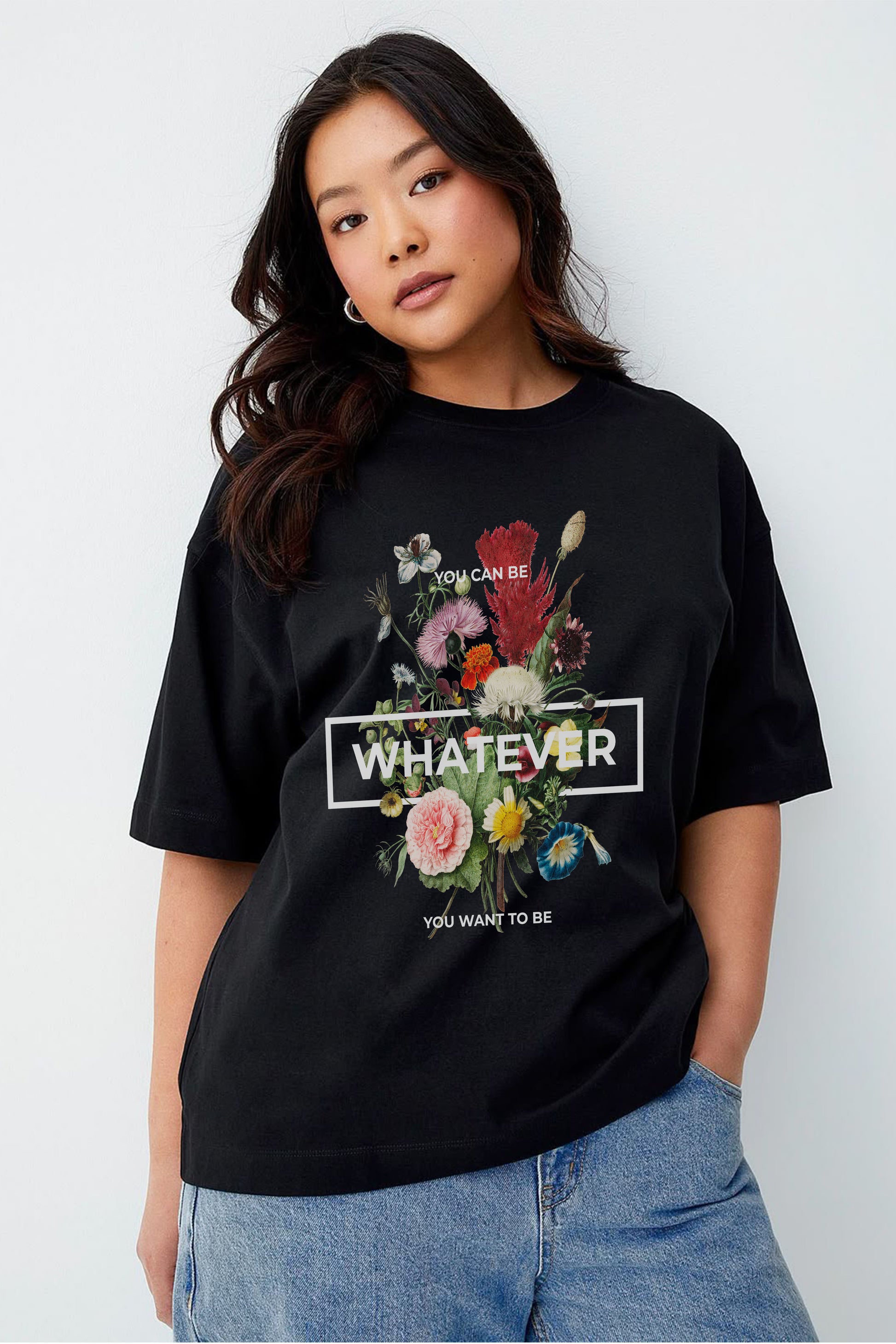 Whatever Flower power Print T-shirt