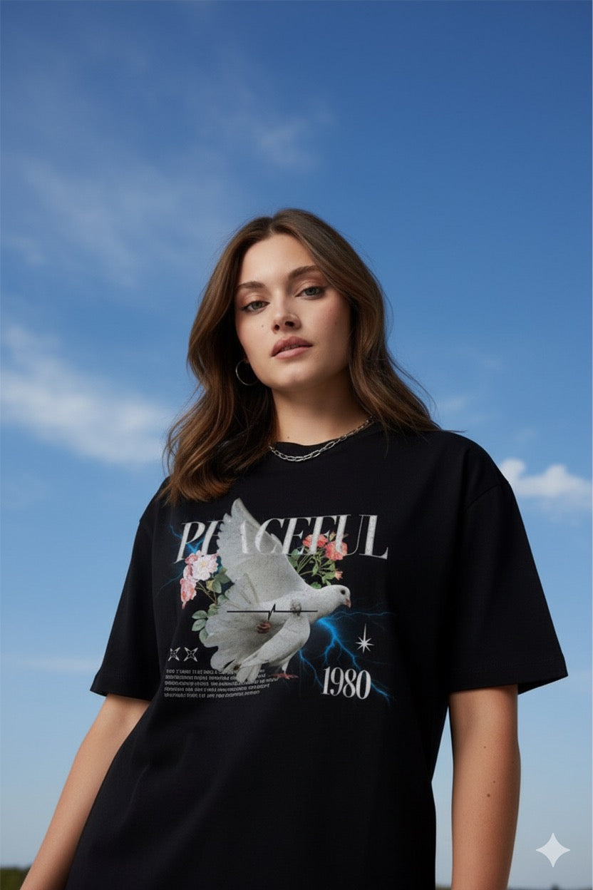 Peaceful Flower power Print T-shirt