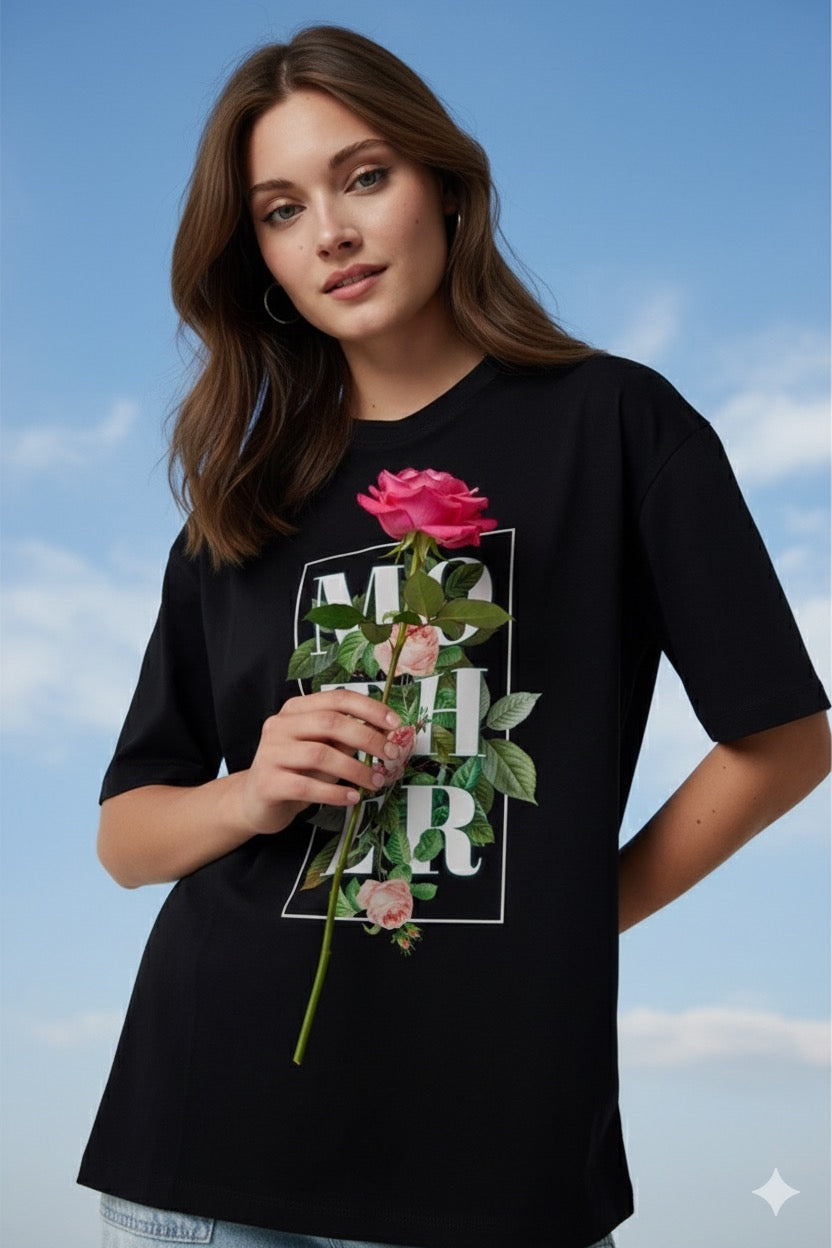 Mother Flower Print T-shirt.