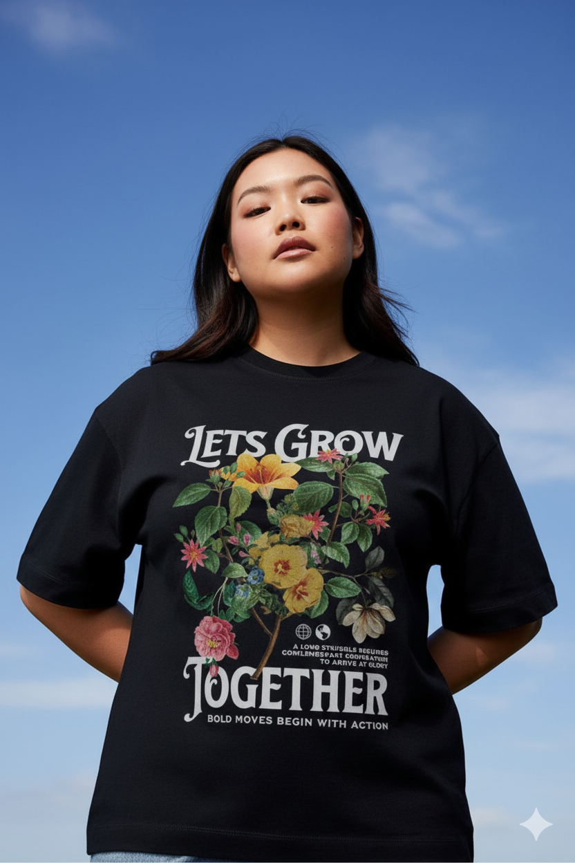Grow Together  Flower power Print T-shirt