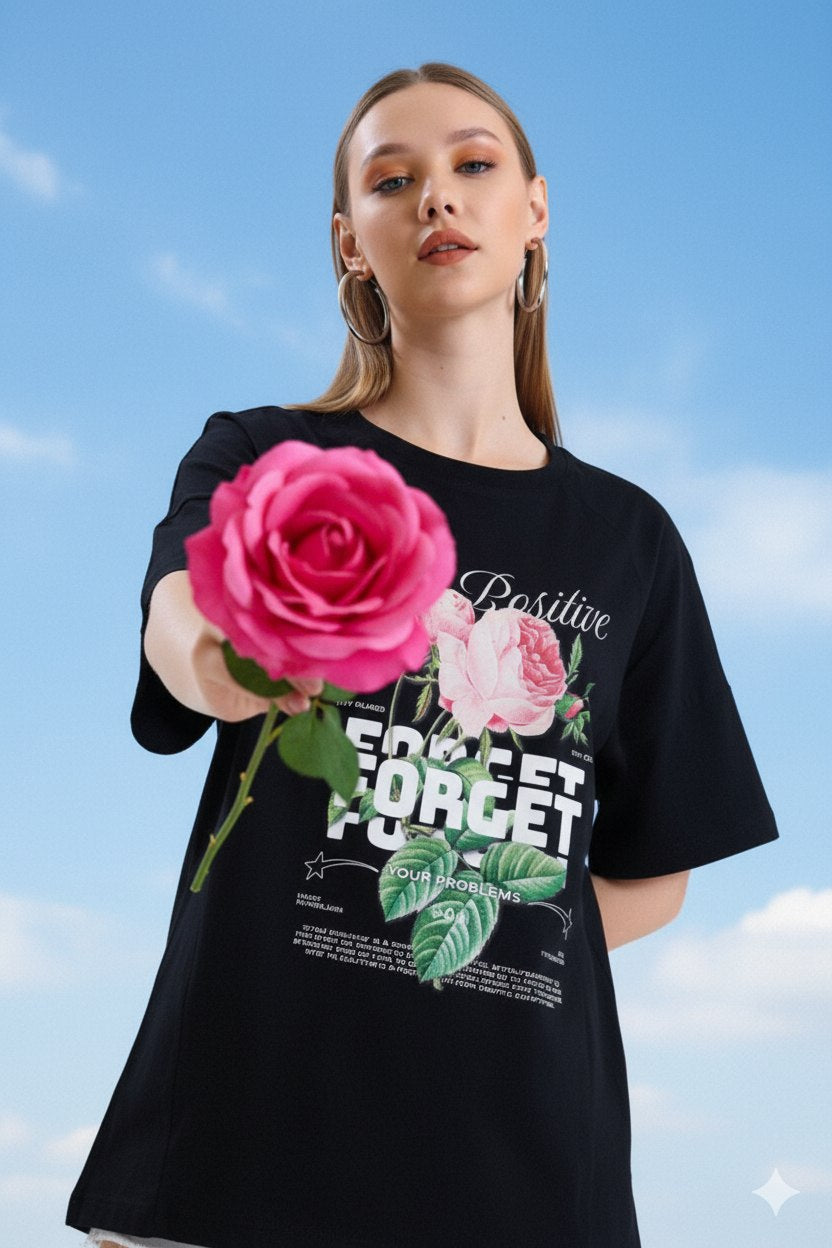 Forget Flower power Print T-shirt
